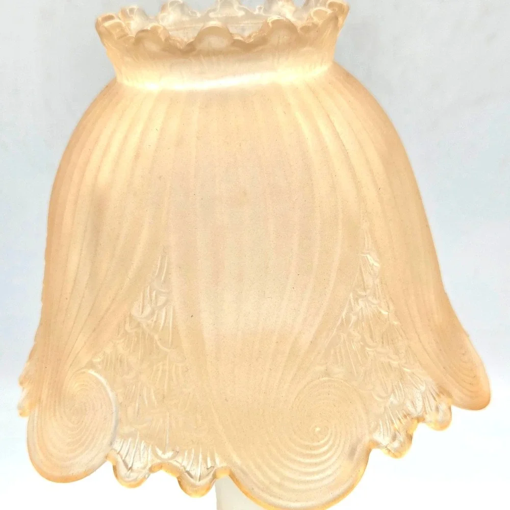 PartyLite Clairmont 10" Fairy Light Lamp Frosted‎ Candle Holder RARE Peach Satin - Picture 2 of 8